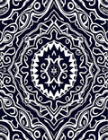 Dark Blue White Mandala Flow Rug