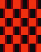 Bold Orange Black Checkered Weave Rug