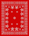 Red White Snowflake Border Rug