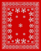 Red White Snowflake Border Rug