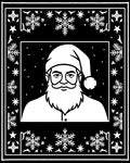Classic Black White Santa Snowflake Frame Rug
