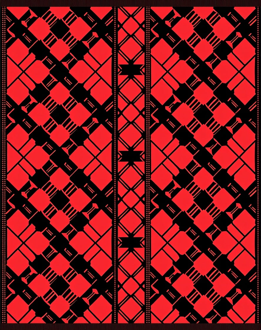 Bold Red Geometric Diamond Stripe Rug