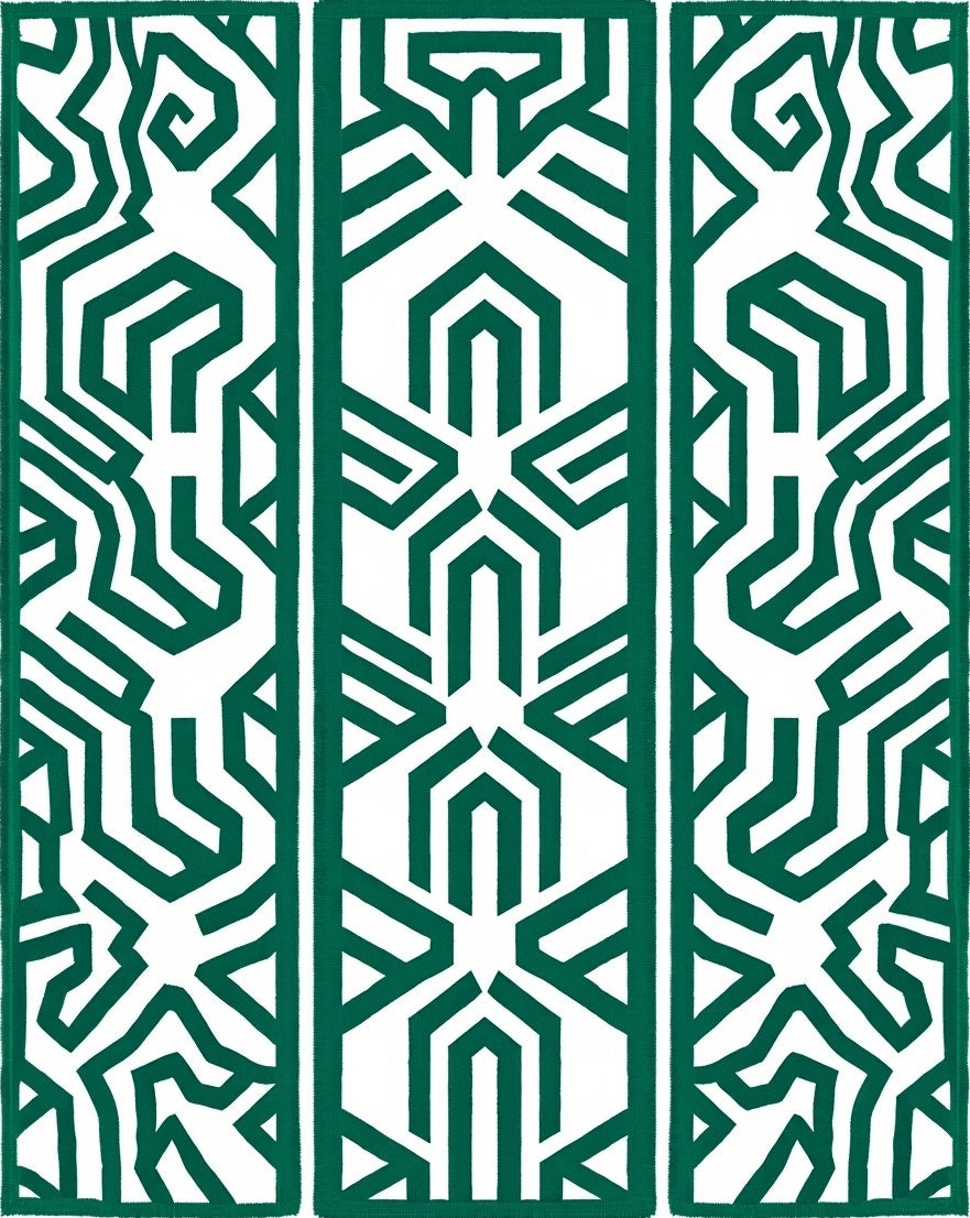 Emerald Green Geometric Maze Rug