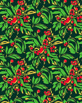 Emerald Green Red Berry Botanical Rug