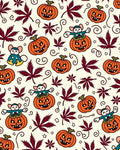 Happy Halloween Mice Pumpkin Leaves Rug