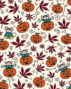 Happy Halloween Mice Pumpkin Leaves Rug