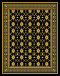Ornate Gold Floral Black Border Rug