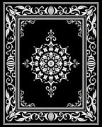 Elegant White Mandala Black Frame Rug