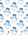 Cute Blue Penguin Winter Snowflakes Rug