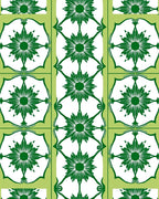 Green Floral Garden Motif Rug