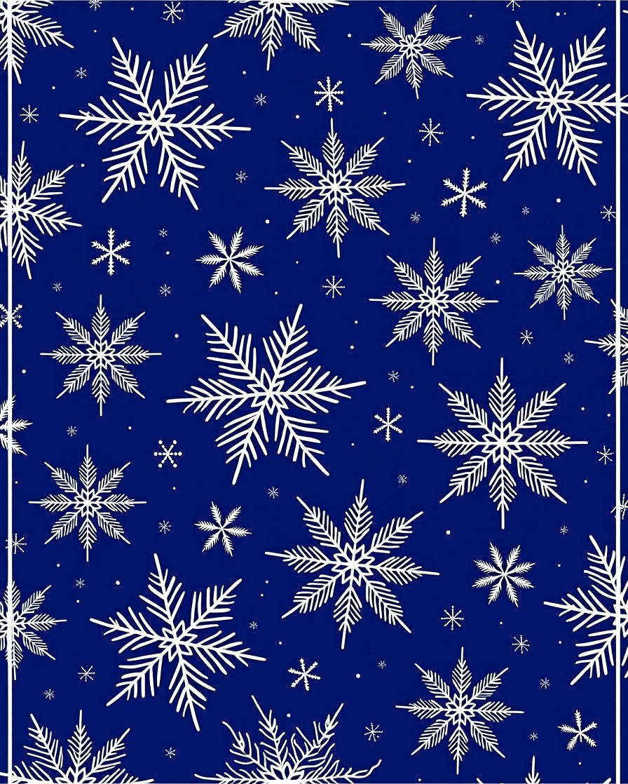 Deep Blue White Snowflake Medley Rug