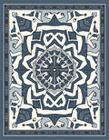 Deep Blue Geometric Mandala Medallion Rug