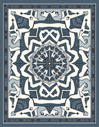 Deep Blue Geometric Mandala Medallion Rug
