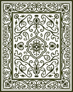 Classic Black White Floral Scroll Rug
