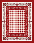 Red White Classic Gingham Floral Border Rug