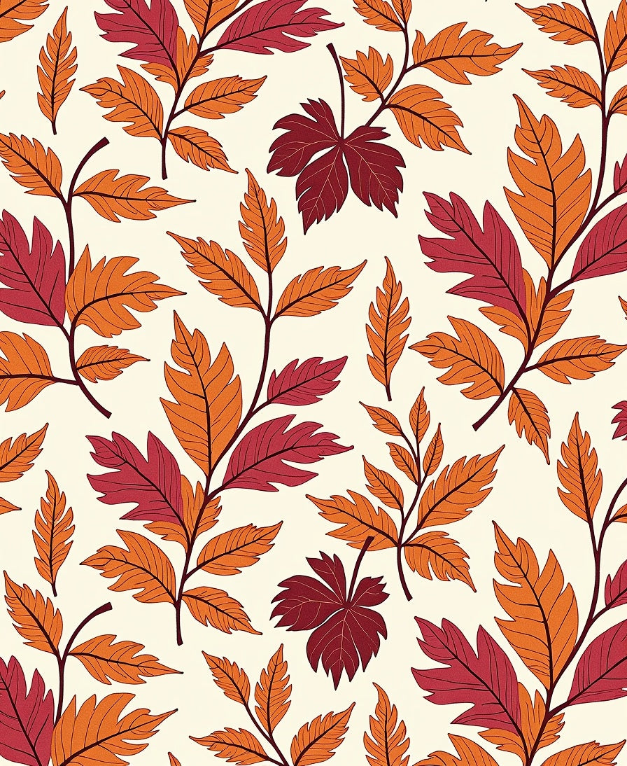 Autumn Leaf Branch Repeating Pattern Rug