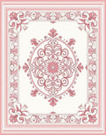 Delicate Pink Floral Medallion Framing Rug
