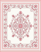 Delicate Pink Floral Medallion Framing Rug