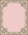 Ornate Pink Scroll Leaf Border Rug
