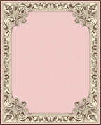 Ornate Pink Scroll Leaf Border Rug
