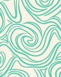 Aqua Swirl Cream Abstract Rug