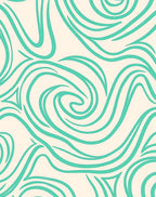 Aqua Swirl Cream Abstract Rug