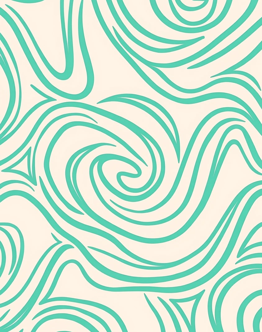 Aqua Swirl Cream Abstract Rug