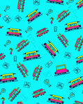 Yellow Pink Tram Retro Repeat Rug