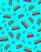 Yellow Pink Tram Retro Repeat Rug
