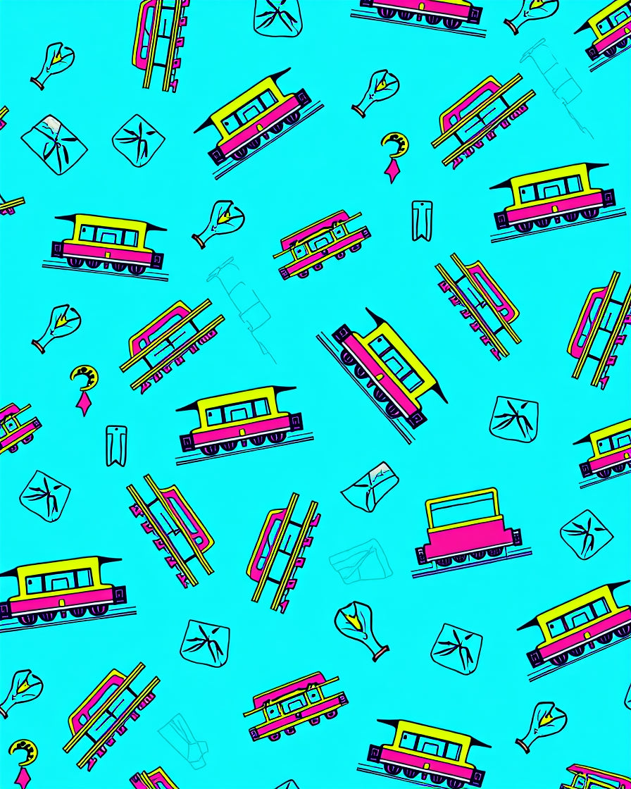 Yellow Pink Tram Retro Repeat Rug