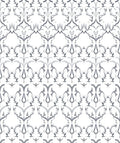 Silver White Elaborate Floral Scroll Rug