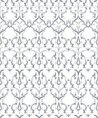 Silver White Elaborate Floral Scroll Rug