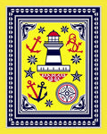 Nautical Lighthouse Anchor Compass Yellow Rug