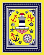 Nautical Lighthouse Anchor Compass Yellow Rug