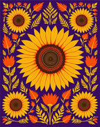 Vibrant Sunflower Folk Art Floral Rug