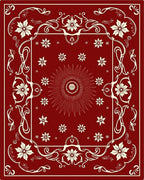 Crimson Floral Sunburst Medallion Rug