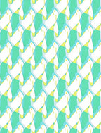 Modern Teal White Abstract Interlocking Rug