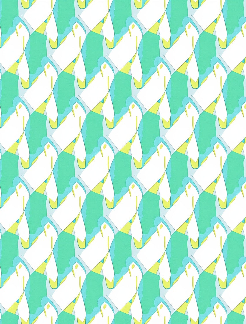 Modern Teal White Abstract Interlocking Rug