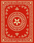 Ornate Scarlet Leaf Medallion Frame Rug
