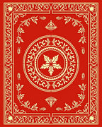 Ornate Scarlet Leaf Medallion Frame Rug
