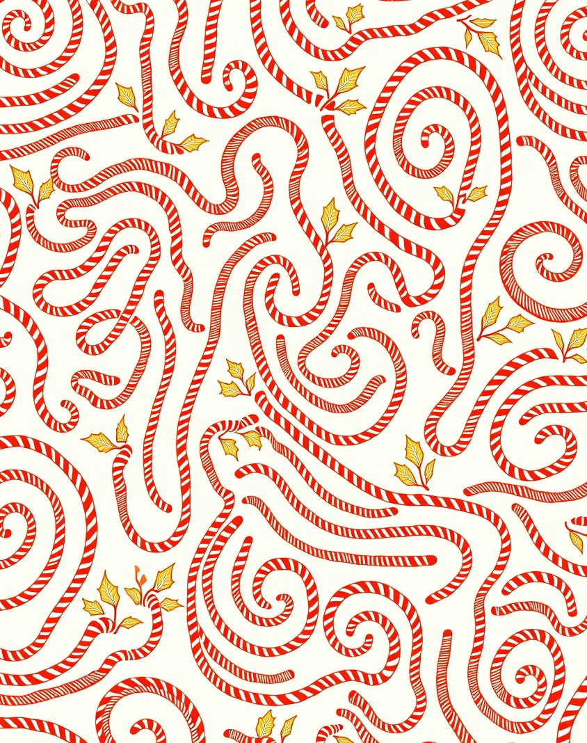 Festive Red White Candy Cane Swirls Rug