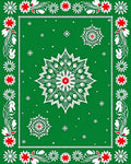 Green White Red Festive Snowflake Medallion Rug