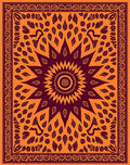 Orange Marigold Sunburst Paisley Border Rug