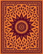 Orange Marigold Sunburst Paisley Border Rug