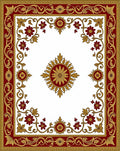 Crimson Gold Floral Medallion Border Rug