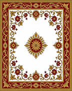 Crimson Gold Floral Medallion Border Rug