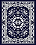 Traditional Navy and White Medallion Rug
