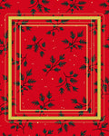 Festive Red Green Berry Branch Frame Rug