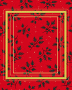Festive Red Green Berry Branch Frame Rug