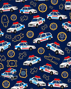 Playful Police Cars Navy Rug